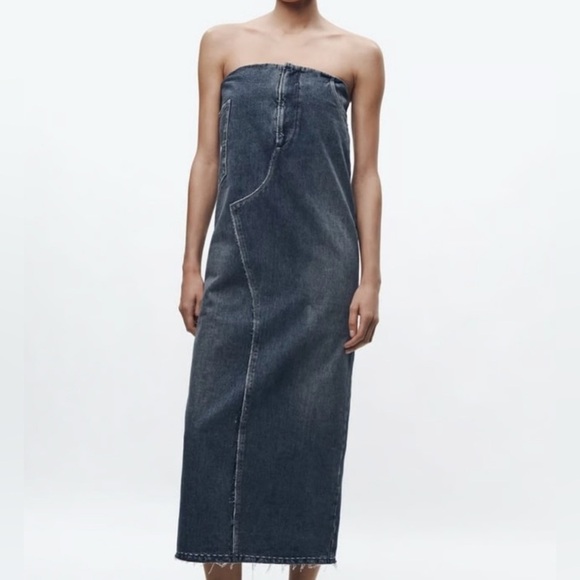 Zara Dresses & Skirts - ZARA TRF TOPSTITCHED DENIM DRESS
LIMITED EDITION - New